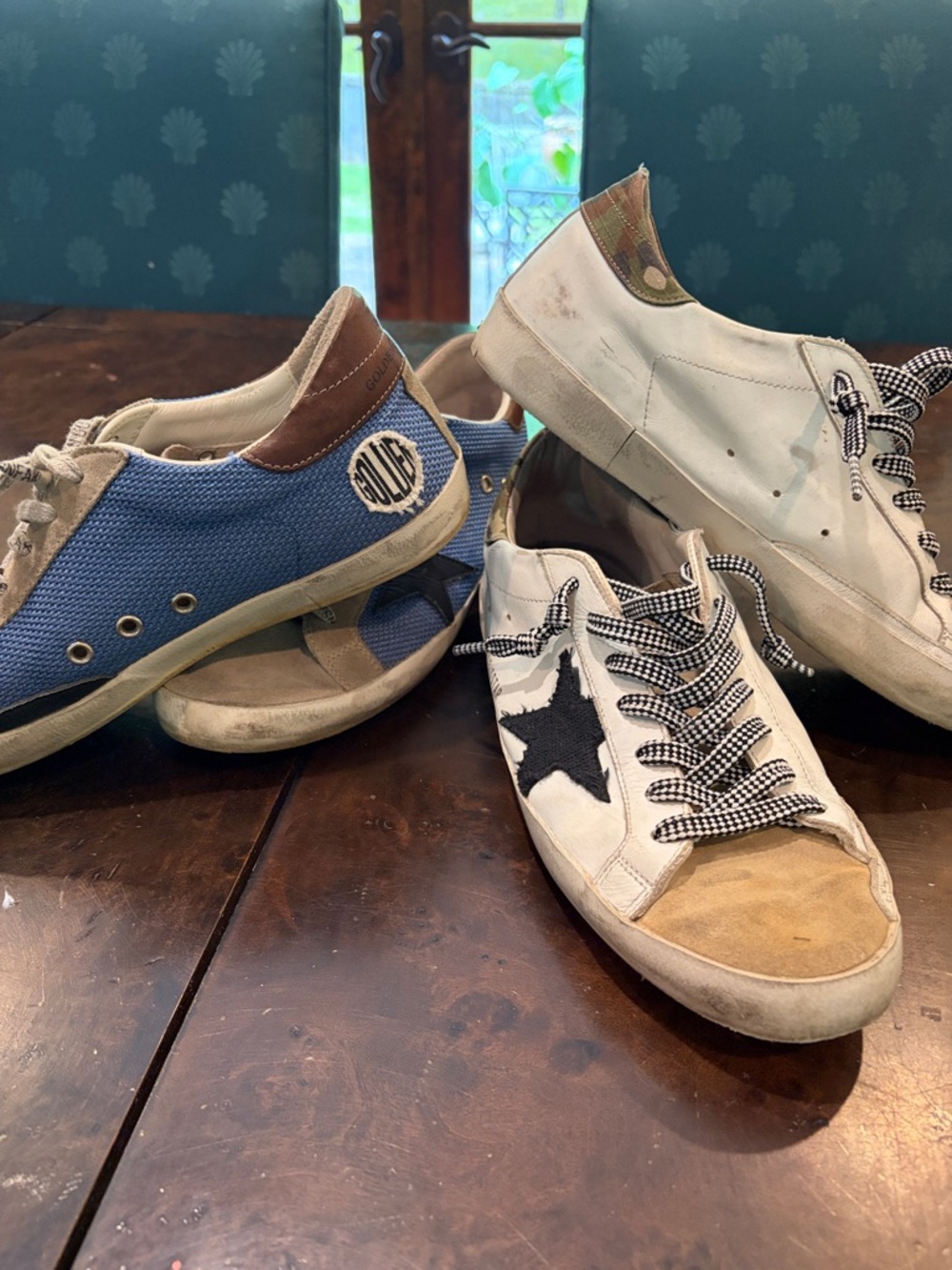 Golden Goose  Men’s Blue Canvas & Beige Suede Sneakers BOTH SOLD AS SET SIZE 43